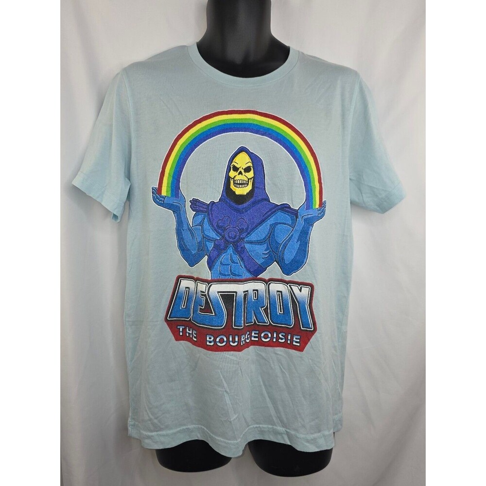Bella Canvas Men's Skeletor Graphic Tee Blue Rainbow Accent Size Large A-3876